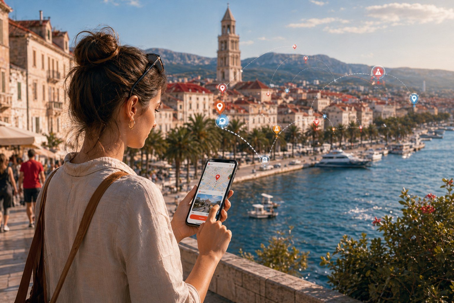 Građanka koristi platformu Splitsko Oko uz pogled na Split